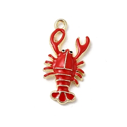 Красный Подвески из эмали и сплава, омар, золотые, красные, 24.5x12x3.5 мм, отверстие : 1.7 мм