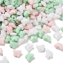 Зеленый Непрозрачные акриловые бусины, бабочка, граненые, зелёные, 6.5x8x4.5 мм, отверстие : 1.2 мм, 4000 шт / 500 г