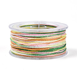 Разноцветный 27м сегментные окрашенные круглые полиэфирные витые шнуры, с пластиком для животных, для изготовления ювелирных изделий, красочный, 1 мм, около 29.53 ярдов (27 м) / рулон