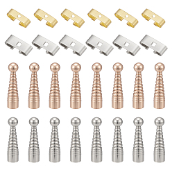 (52) Непрозрачная лаванда Латунные застежки для галстука-боло, с латунными и сплавными торцевыми заглушками, разноцветные, 17~24x5~6x6 мм, отверстие : 2.5~4.5 мм