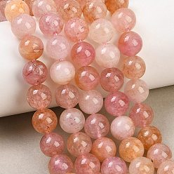 Pink Нити из окрашенного натурального розового кварца, гладкий круглый, розовые, 10 мм, отверстие : 1 мм, около 38 шт / нитка, 14.57'' (37 см)