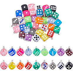 (52) Непрозрачная лаванда 36шт 18 цвета подвески из прозрачной и непрозрачной смолы, игральная кость, с платиновым шлейфом, разноцветные, 24x19x19 мм, отверстие : 2 мм, 2 шт / цвет