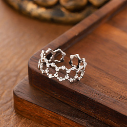 Нержавеющая Сталь Цвет 304 открытые кольца манжеты из нержавеющей стали, шестиугольник, цвет нержавеющей стали, 15~20 мм