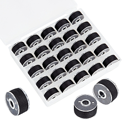 Черный 25 Набор полиэстеровых швейных ниток в прозрачной коробке для шпулек, чёрные, 0.2 мм