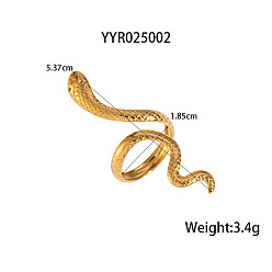 Настоящее золото 18K 304 Кольца-манжеты в форме змеи из нержавеющей стали для женщин, реальный 18 k позолоченный, 53.7 мм, размер США 8 1/2 (18.5 мм)