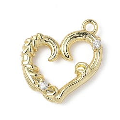 Настоящее золото 18K Латунные подвески, сердце прелести, стойки покрытие, без свинца и без кадмия, реальный 18 k позолоченный, 14x13x2 мм, отверстие : 1.2 мм