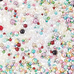 Mixed Color Acrylic Imitation Pearl Beads, No Hole/Undrilled, Round, Mixed Color, Beads: 4mm/5mm/6mm/8mm/10mm, 1040pcs/box
