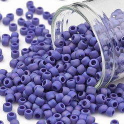 (408F) Cobalt Blue Opaque Rainbow Matte Toho runde Rocailles, japanische Rocailles, (408 f) Kobaltblau undurchsichtiger Regenbogen matt, 8/0, 3 mm, Bohrung: 1 mm, über 222pcs / Flasche, 10 g / Flasche