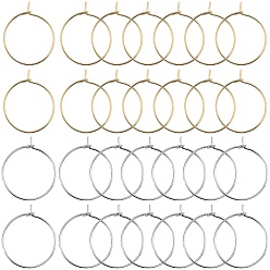 Позолоченный и Цвет Нержавейки 200 шт. 2 стиль 316 хирургические брелоки из нержавеющей стали для бокалов, обручание серьги, DIY материал для баскетбола обруча серьги жены, настоящее золото и нержавеющая сталь, 20~24x20x0.7 мм, 21 датчик, 100 шт / стиль