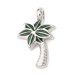 Платина Подвески из эмали и сплава, кокосовая пальма, платина, 18.5x11.5x4.5 мм, отверстие : 2 мм