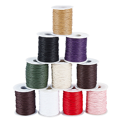 (52) Непрозрачная лаванда 10 рулоны 10 цвета вощеные хлопковые нитки шнуры, макраме ремесленная нить для изготовления ювелирных изделий, разноцветные, 1 мм, Около 100 ярдов / рулон, 1 рулон / цвет