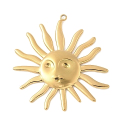 Настоящее золото 18K 304 подвески из нержавеющей стали, солнечные чары, ионное покрытие (ip), реальный 18 k позолоченный, 42x39x2.5 мм, отверстие : 1.8 мм
