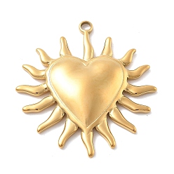 Настоящее золото 18K 304 подвески из нержавеющей стали, шарма сердца, ионное покрытие (ip), реальный 18 k позолоченный, 40x36.5x4.5 мм, отверстие : 2.5 мм