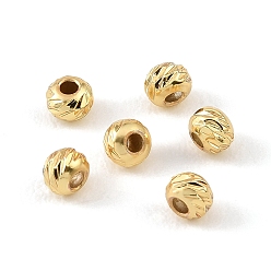 Real 18K Gold Plated Brass Beads, Faceted, Round, Rack Plating, Long-Lasting Plated, Cadmium Free & Lead Free, Real 18K Gold Plated, 4x3mm, Hole: 1.4mm