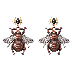 Other Animal Punk Halloween Zinc Alloy Enemal Stud Dangle Earrings for Women, Mosquito, 51x38mm