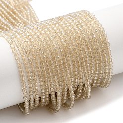 пшеница Прозрачные стеклянные бусины гальваническим пряди, гальваническое покрытие, граненые круглые, цвет пшеницы, 2 мм, отверстие : 0.7 мм, около 160~178 шт / нитка, 13.58 ~14.17 дюйм (34.5~36 см)