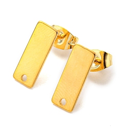 Настоящее золото 24K 201 серьги-гвоздики из нержавеющей стали, с 304 штифтов из нержавеющей стали, прямоугольные, реальный 24 k позолоченный, 13x5 мм, отверстие : 1 мм, штифты : 0.8 мм