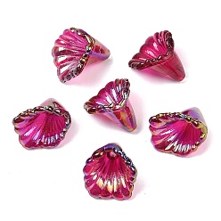 Средний Фиолетово-красный Прозрачные колпачки акриловая бисера, AB цвет, цветок, средне фиолетовый красный, 12x11x9 мм, отверстие : 1.2 мм