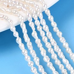 Ivoire Brins de perles naturelles nucléées, perle de keshi, riz, blanc crème, 2~8x2~3.5mm, Trou: 0.5mm, Environ 69~108 pcs/chapelet, 15.16~15.55 pouce (38.5~39.5 cm)