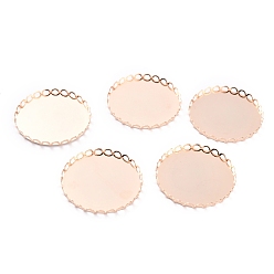 Розовое Золото 304 Настройки нержавеющей стали кабошон, кружева края ободок чашки, плоско-круглые, розовое золото , 31x3 мм лоток: 30 мм