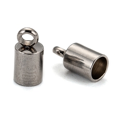 Stainless Steel Color 304 Stainless Steel Cord Ends, End Caps, Stainless Steel Color, 8x4mm, Hole: 2mm, Inner Diameter: 3mm