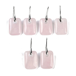 Розовый Кварц Естественно выросли болтаться серьги кварцевые, с латунными крючками для сережек, без кадмия и без свинца, прямоугольные, 43.5x18 мм