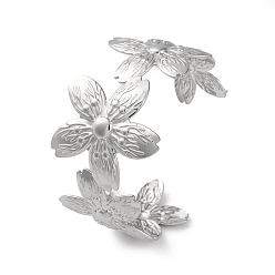 Нержавеющая Сталь Цвет 304 женские браслеты-манжеты из нержавеющей стали, цветок, цвет нержавеющей стали, 1-1/2 дюйм (3.9 см), внутренний диаметр: 2-3/8 дюйм (6 см)