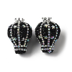 Черный Корона из акриловых страз в форме воздушного шара, воздушный шар, с украшениями из смолы и цепочек из чашек, чёрные, 37.5x27.5 мм, отверстие : 4 мм