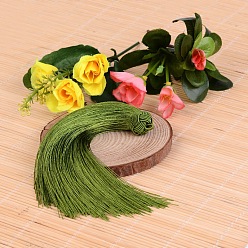 Зеленый Красивый дизайн украшения нейлон кисточкой кулон, зелёные, 160x18 мм, отверстие : 4 мм