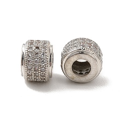 Прозрачный Стойки обшивки латунь кубического циркония бусы, без кадмия и без свинца, долговечный, колонка, платина, прозрачные, 9x6.5 мм, отверстие : 3.5 мм