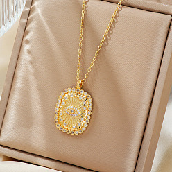 Золотой Латунные микропаве прозрачные кубические цирконии ожерелья с подвесками таро от сглаза, деликатный для ежедневного ношения, золотые, 15.75 дюйм (40 см)