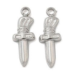 Нержавеющая Сталь Цвет 304 подвески из нержавеющей стали, кинжал, цвет нержавеющей стали, 18x6.5x2.5 мм, отверстие : 1.6 мм
