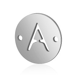Letter A 201 соединительные звенья нержавеющие, плоские круглые с буквы, цвет нержавеющей стали, letter.a, 12x0.8 мм, отверстие : 0.8 мм