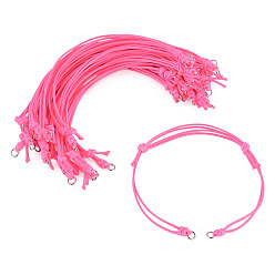 Rose Foncé 20Pièces de cordon en polyester ciré pour la fabrication de bracelets, avec 304 anneaux en acier inoxydable, couleur inox, rose foncé, 10.55 pouce (26.8 cm)