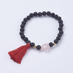 Лавовый камень Прочистки браслеты шарма, с бусинами из натуральной лавы, круглые, 2 дюйм (52 мм)