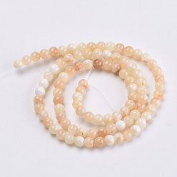 Lemon Chiffon Natural Dyed Yellow Jade Gemstone Bead Strands, Round, Lemon Chiffon, 6mm, Hole: 1mm, about 66pcs/strand, 15.7 inch