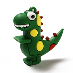 Зеленый Пластиковые большие подвески из пвх, очарование динозавра, зелёные, 52x51x20.5 мм, отверстие : 3 мм