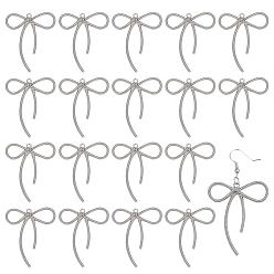 Платина 30подвески из сплава с гальванопокрытием, бантом, без кадмия, без никеля и без свинца, платина, 44x35.5x5 мм, отверстие : 1.6 мм