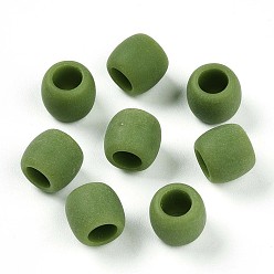 Светло-зеленый Коричневый Матовые непрозрачные акриловые бусины, рондель, оливковый, 8x9 мм, отверстие: 5 мм; о: 1470 шт / 500 г