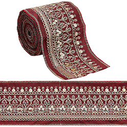 Темно-Красный 5 ярдов этнической вышивальной полиэстерной ленты, аксессуары для одежды, темно-красный, 3-3/8 дюйм (87 мм)