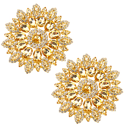 Jaune Strass en fer et cabochons en verre, fleur, jaune, 110x7.5mm