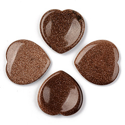 Камень с Пылевым Золотом Синтетический авантюрин большой палец тревожный камень, карманные пальмовые камни, для лечения Рэйки снятие стресса, формы сердца, 39~40x39~40x5~6 мм