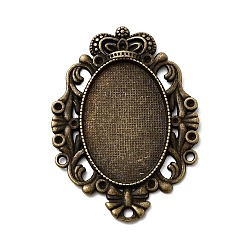 Античная Бронза Тибетском стиле настройки сплава кулон горный хрусталь кабошон, овальные, без кадмия, без никеля и без свинца, античная бронза, 48x35x2 мм, отверстия: 2 мм, подходит для 2 горный хрусталь мм, лоток: 30x20 мм