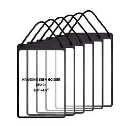 Negro Etiquetas de precio colgantes de PVC borrables con cuerda, Rectángulo, negro, 17.5x11.5x0.3 cm