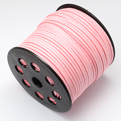 Pink Шнуры из искусственной замши, искусственная замшевая кружева, розовые, 2.7x1.4 мм, около 98.42 ярдов (90 м) / рулон