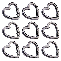 Черный Цвет Металла 10шт. пружинные кольца для ворот из цинкового сплава в форме сердца, металлический черный , 28x29.5x4.5 мм
