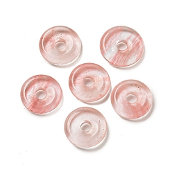 Вишневый Кварц Подвески-пончики из вишневого кварцевого стекла/диски пи, 12~13x3~4 мм, отверстие : 3 мм