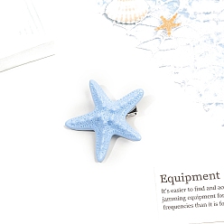 Светло-Голубой Заколки для волос из кожи аллигатора, аксессуары для волос для женщин и девочек, морская звезда, Небесно-голубой, 60 мм