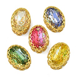 (52) Непрозрачная лаванда Шить на горный хрусталь, многожильные звенья из стекла, хрусталя и стразов, с настройками латуни, аксессуары для одежды, овальные, разноцветные, 15x11x7 мм, отверстие : 1.2 мм