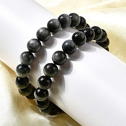 Орлиный Глаз Камень Браслеты из круглых бусин с натуральным орлиным глазом класса АА для женщин, бусины : 10 мм, внутренний диаметр: 2-1/8 дюйм (5.4 см)